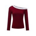 Retro Red One-Shoulder Long Sleeve